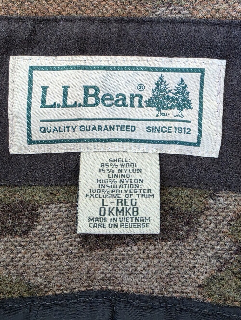 L.L. Bean Wool Camo Hunting Jacket Mens Large Insulated Field Coat Gorpcore - Picture 8 of 16